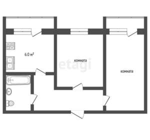 2-к квартира, вторичка, 48м2, 2/5 этаж