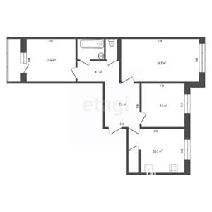 3-к квартира, вторичка, 64м2, 5/5 этаж