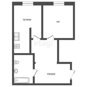 1-к квартира, вторичка, 43м2, 4/6 этаж