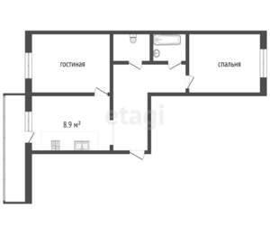 2-к квартира, вторичка, 53м2, 4/5 этаж