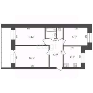 3-к квартира, вторичка, 61м2, 5/9 этаж
