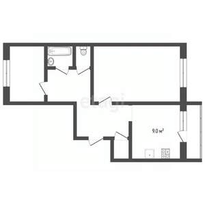 2-к квартира, вторичка, 51м2, 1/5 этаж