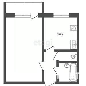 1-к квартира, вторичка, 33м2, 3/9 этаж