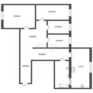 4-к квартира, вторичка, 58м2, 1/3 этаж